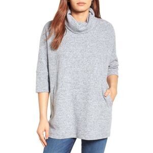 Caslon Grey Zip Back Pullover Sweater Top Size M/L Oversized